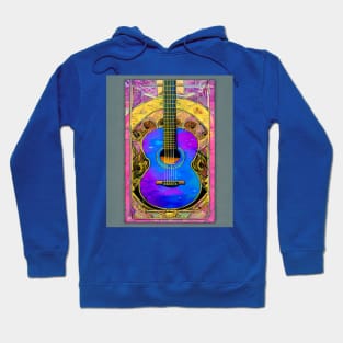 Acoustic Guitar Stained Glass Pop Style Digital Art Hoodie